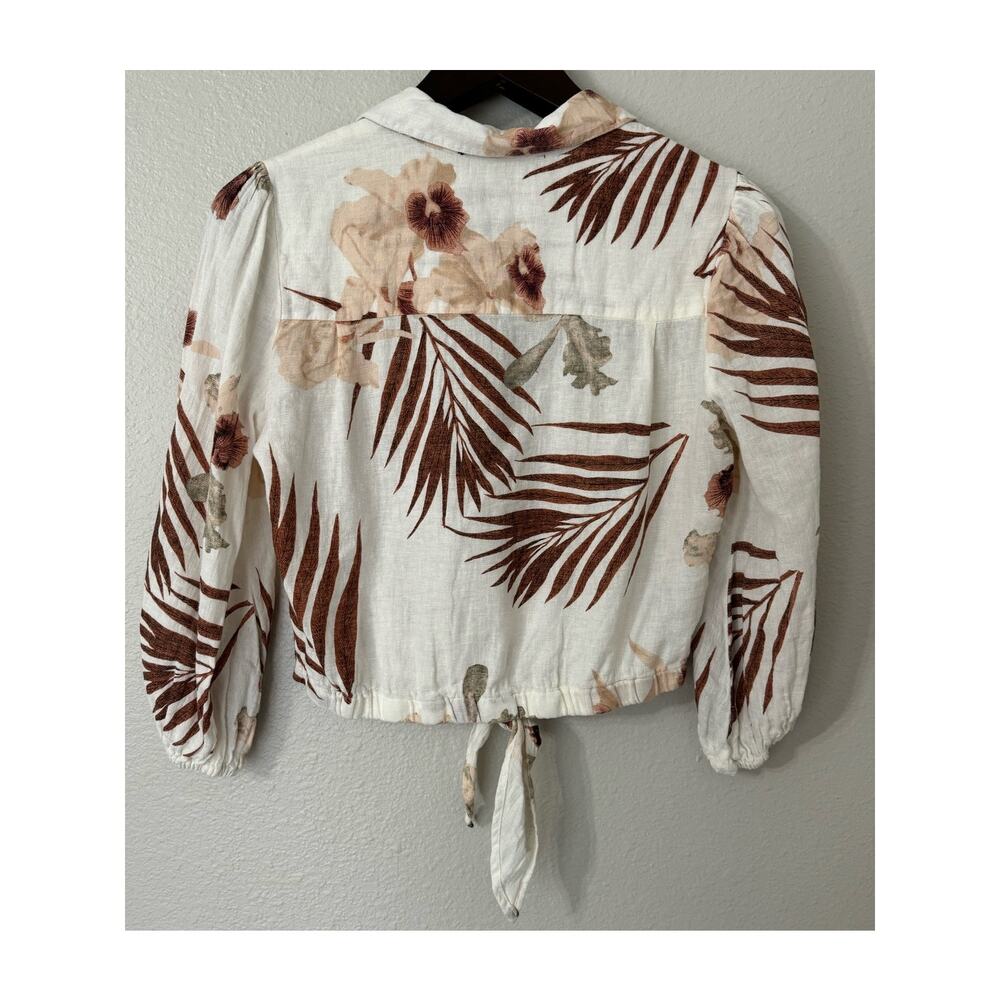 Larry Levine Palm Tropical Linen Blend Crop Blouse Size Medium‎ NWT - Picture 4 of 4